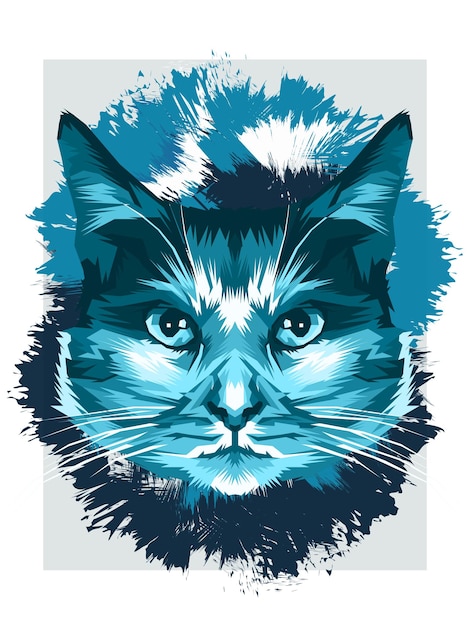 Vector ilustración de cabeza de gato azul