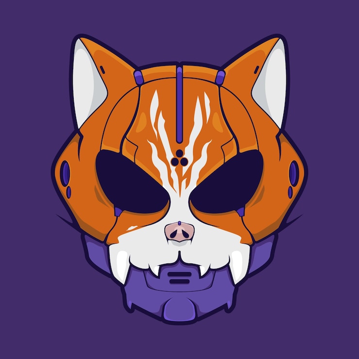 Vector ilustración de cabeza de gato mecha vector de cabeza de gato robótico