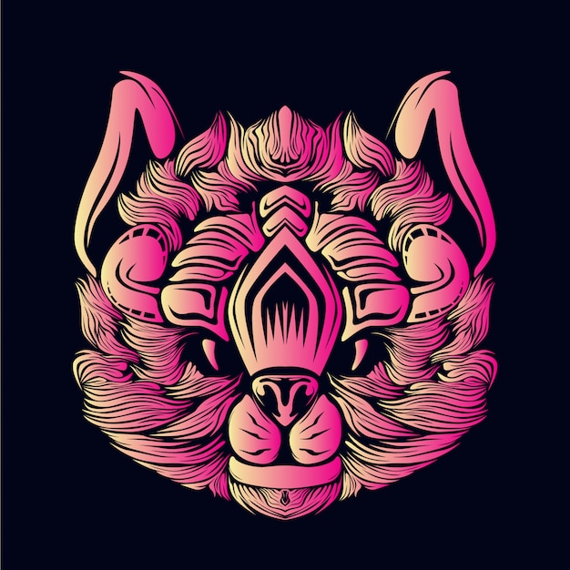 Ilustración de cabeza de gato rosa