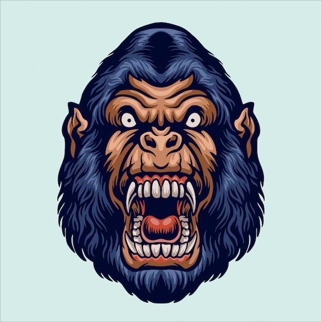 Ilustración de cabeza de gorila enojado