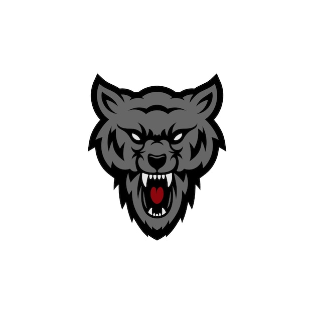 Ilustración de cabeza de lobo diseño de logotipo arte de vector de mascota de lobo imagen frontal simétrica de lobo que parece peligroso