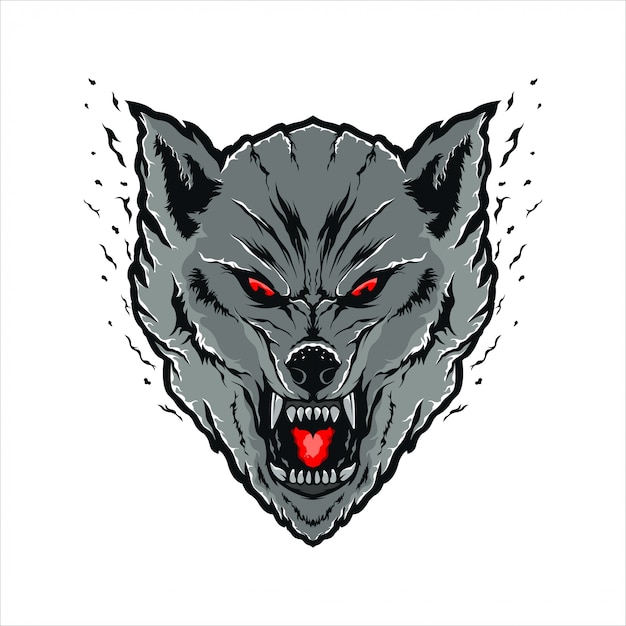 Ilustración de cabeza de lobos