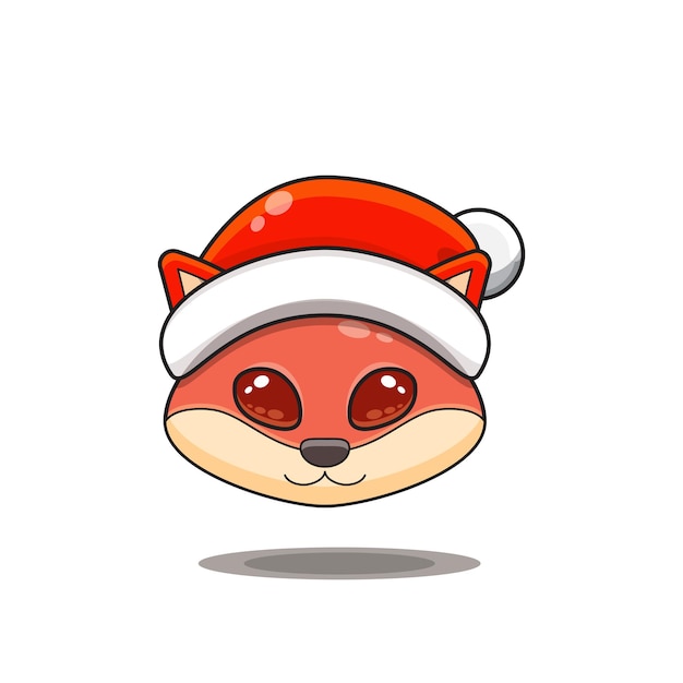 ilustración de cabeza de monstruo animal lindo con un gorro de santa