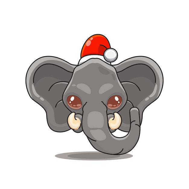 ilustración de cabeza de monstruo animal lindo con un gorro de santa