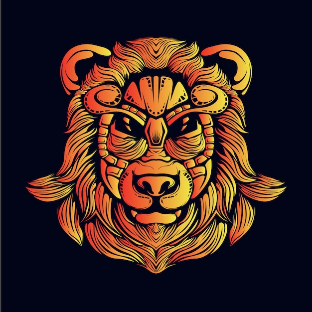 Ilustración de cabeza de oso dorado