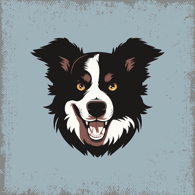 Vector ilustración de una cabeza de perro blanco y negro