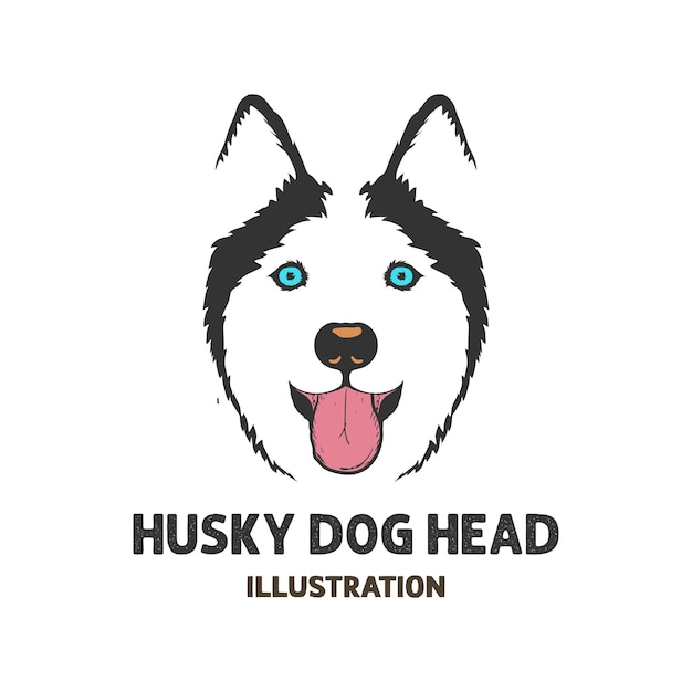 Ilustración de la cabeza del perro husky con la lengua sobresaliendo