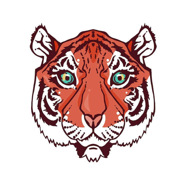 Vector ilustración de cabeza de tigre aislado en estilo vintage