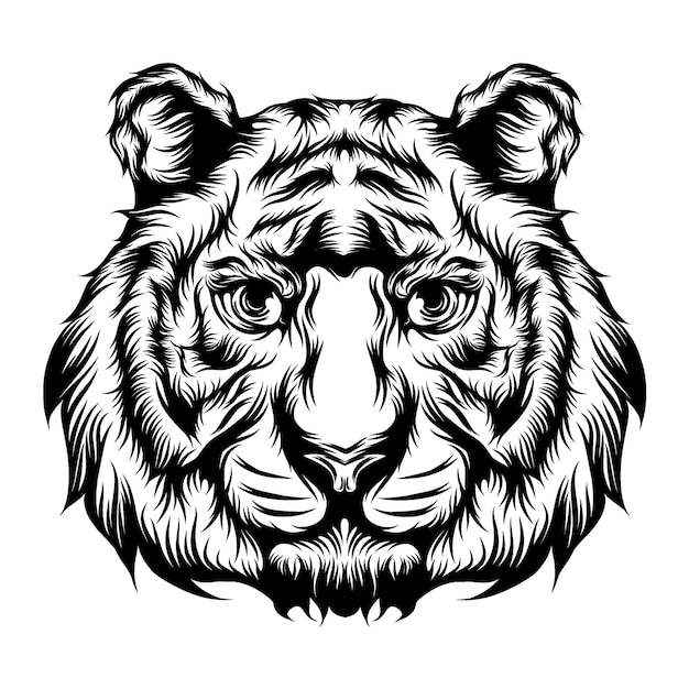 La ilustración de la cabeza única del tigre para las ideas del tatuaje.