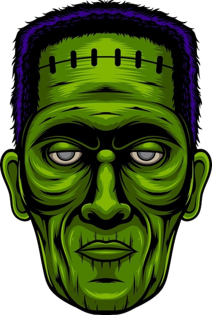 Ilustración de cabeza de zombi con vector de stock de calidad premium