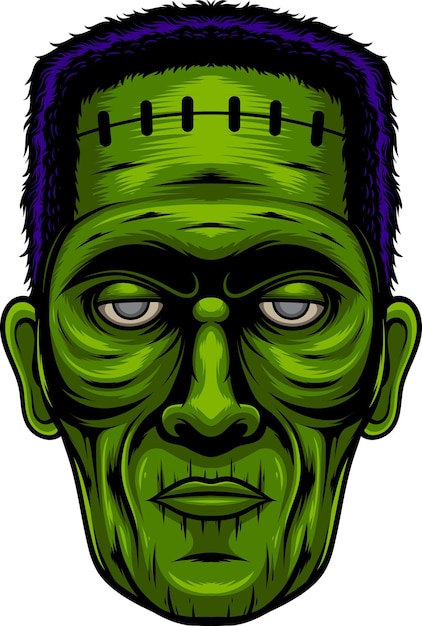 Ilustración de cabeza de zombi con vector de stock de calidad premium