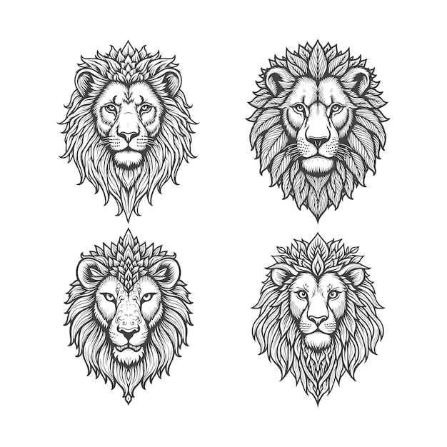 Ilustración de las cabezas de león