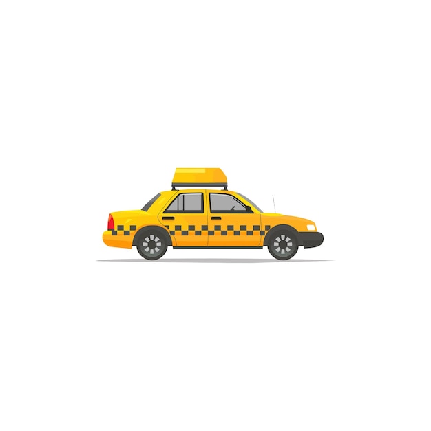 Ilustración de una cabina de taxi amarilla con diseño de ilustración vectorial de patrón de tablero de ajedrez