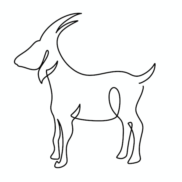 Ilustración de cabra de una línea continua de vector
