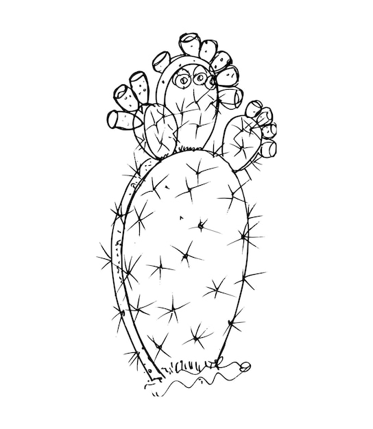 Vector ilustración de cactus en estilo art ink