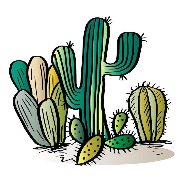 Ilustración de cactus de garabato dibujado a mano