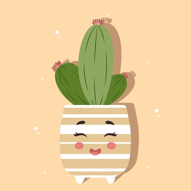 ilustración de un cactus en una olla, pancarta preparada con un cactus en una olla, Cuidando las plantas de interior