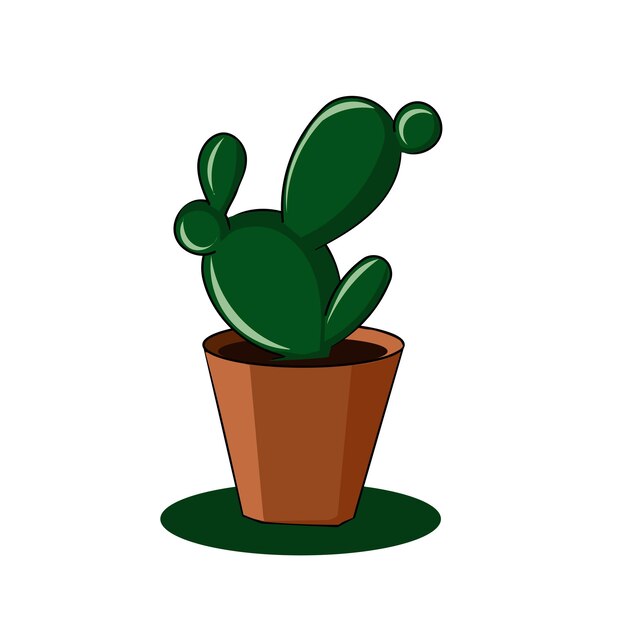 Ilustración de cactus plano de vector libre Planta en maceta de cactus de estilo de dibujos animados aislada sobre fondo blanco