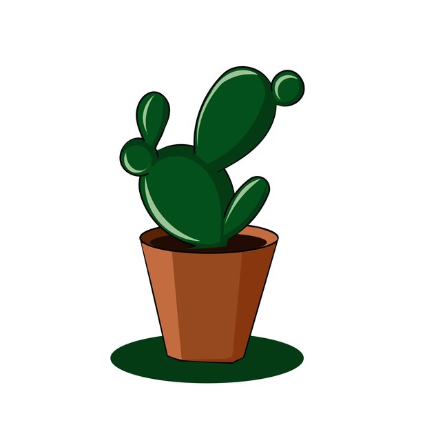 Vector ilustración de cactus plano de vector libre planta en maceta de cactus de estilo de dibujos animados aislada sobre fondo blanco