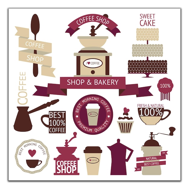 Ilustración de una cafetería y una panadería
