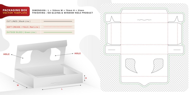 ilustración de una caja de embalaje con diseños conceptuales troquelados con imágenes visuales en 3d para pasteles, chocolates