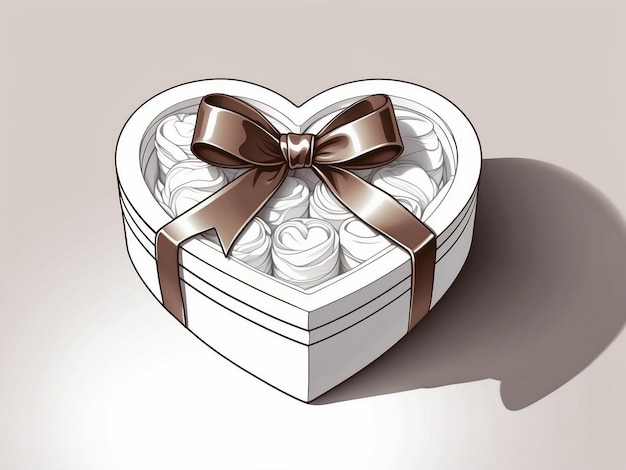 Ilustración de caja en forma de corazón envasado de regalo romántico