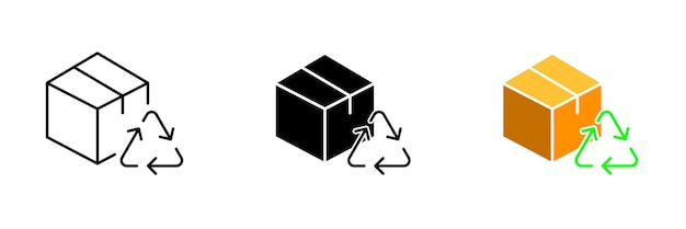 Una ilustración de una caja con un ícono de reciclaje que representa el concepto de gestión adecuada de desechos y responsabilidad ambiental Vector conjunto de íconos en línea estilos negros y coloridos aislados