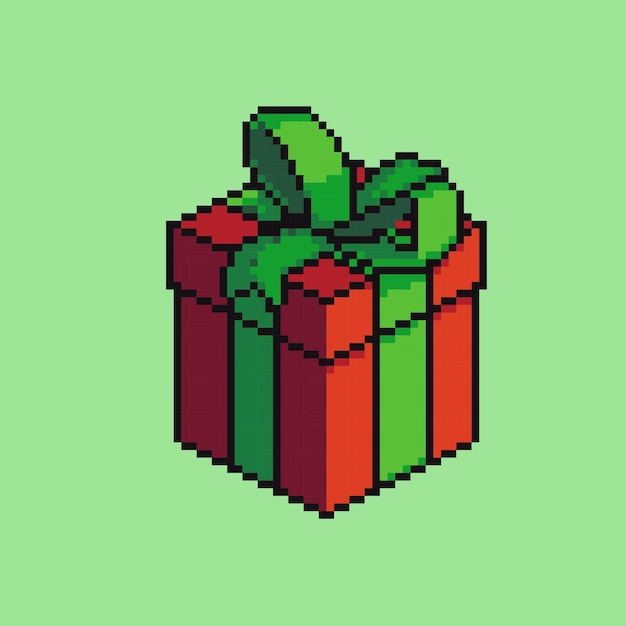 Ilustración de caja de regalo de arte de píxeles de Navidad o cumpleaños vectorial editable para el desarrollo de juegos