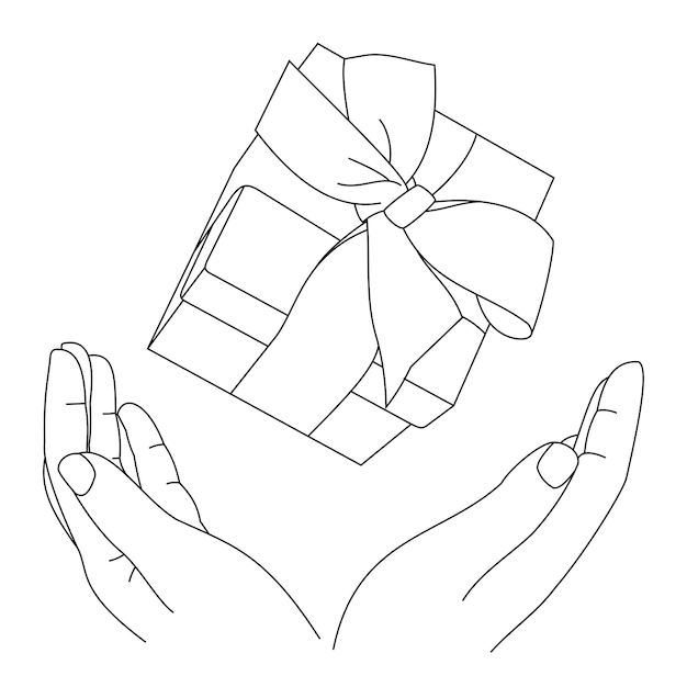 Ilustración de una caja de regalo envuelta en una cinta con una etiqueta o etiqueta de regalo Regalos de vacaciones Navidad