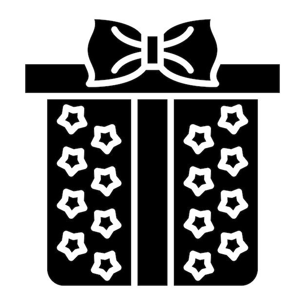 Ilustración de la caja de regalo en negro sólido