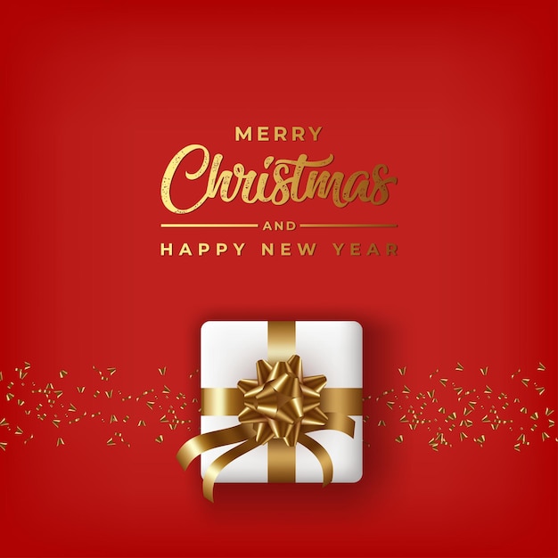 Ilustración de caja de regalo realista para Feliz Navidad y feliz año nuevo