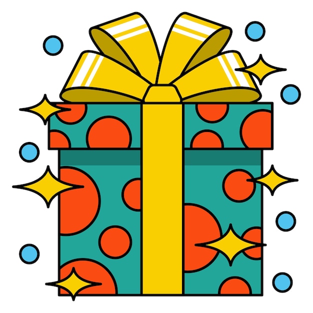 Ilustración de la caja de regalos con esquema