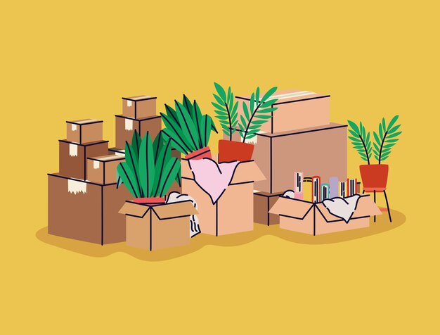 Vector ilustración de cajas móviles