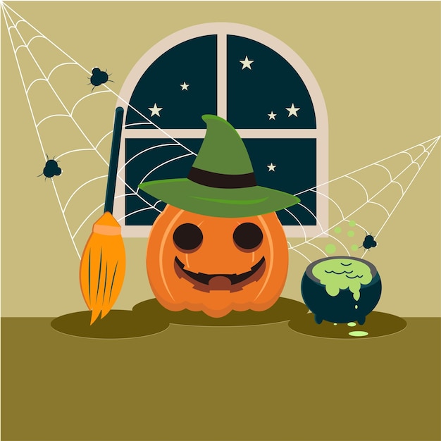 Vector ilustración de calabaza bruja