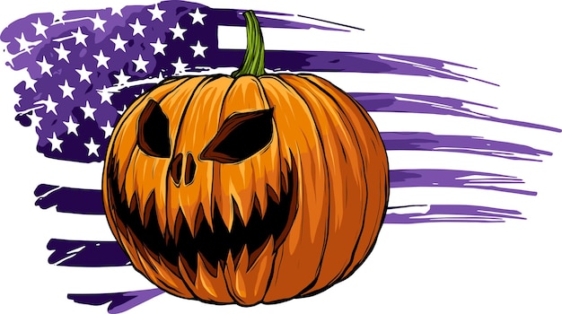 Ilustración de calabaza de Halloween con bandera americana