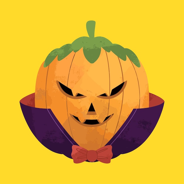 Ilustración de calabaza de halloween de miedo naranja