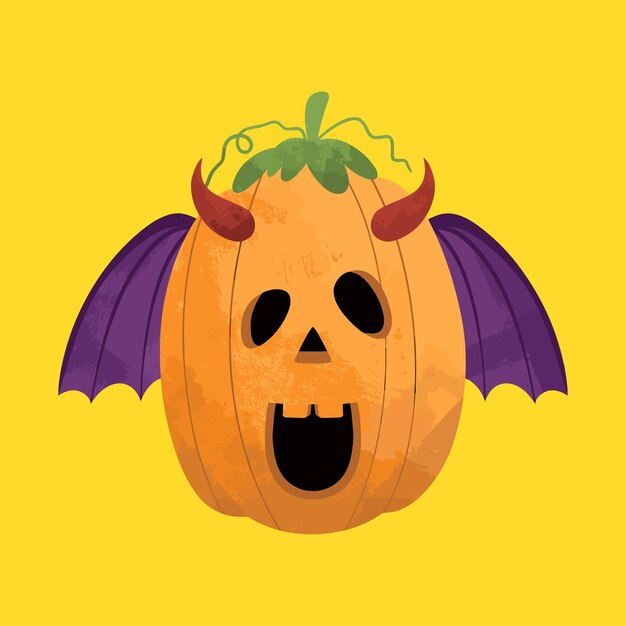 Ilustración De Calabaza De Halloween De Miedo Naranja