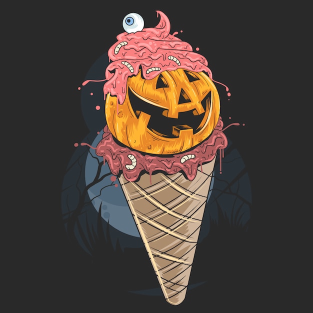 Ilustración de la calabaza de helado de halloween