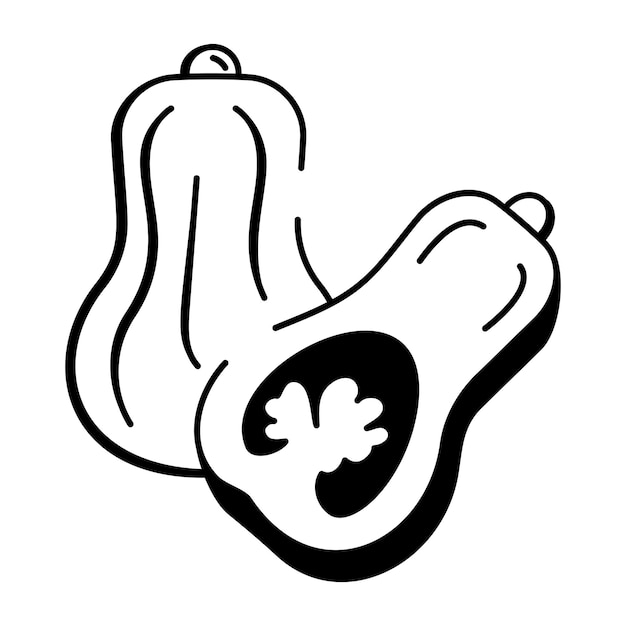 Ilustración de la calabaza de nuez Una representación dibujada a mano