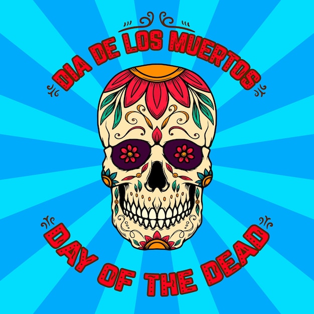 Ilustración de la calavera de azúcar mexicana Día de los Muertos Elemento de diseño para el logotipo, el emblema, el cartel