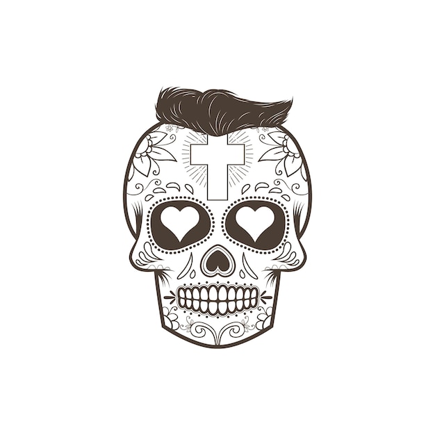 Ilustración de calavera de azúcar mexicana día de muertos