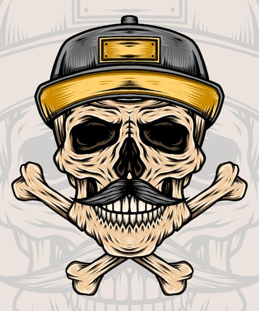 Ilustración de calavera de bandido