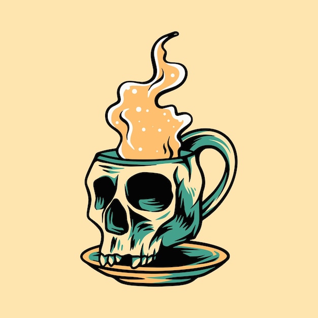 Ilustración de calavera de café