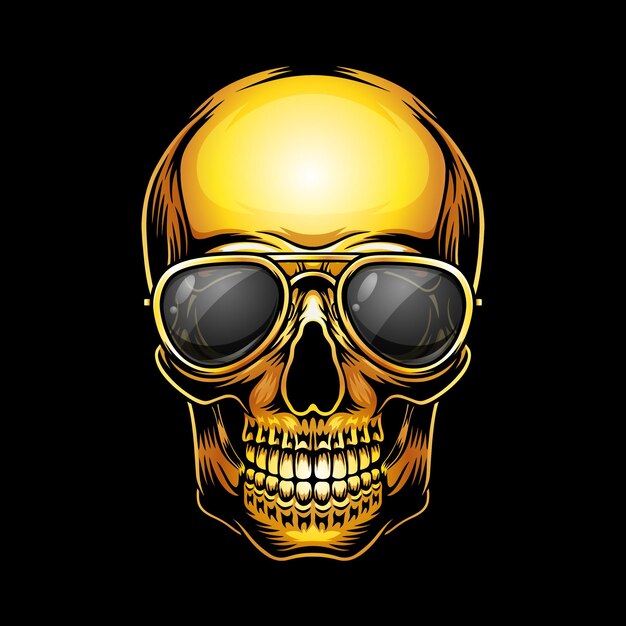 Ilustración de una calavera con gafas geniales