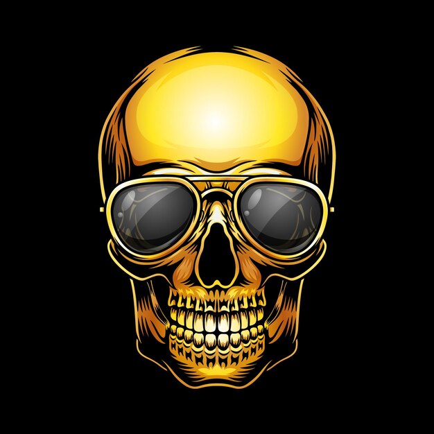 Vector ilustración de una calavera con gafas geniales