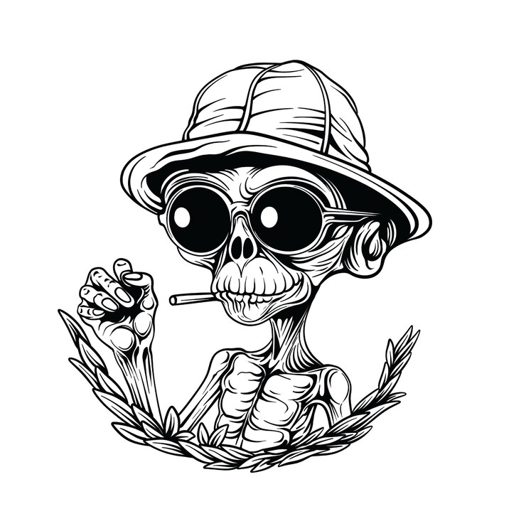 Vector ilustración de calavera con gafas