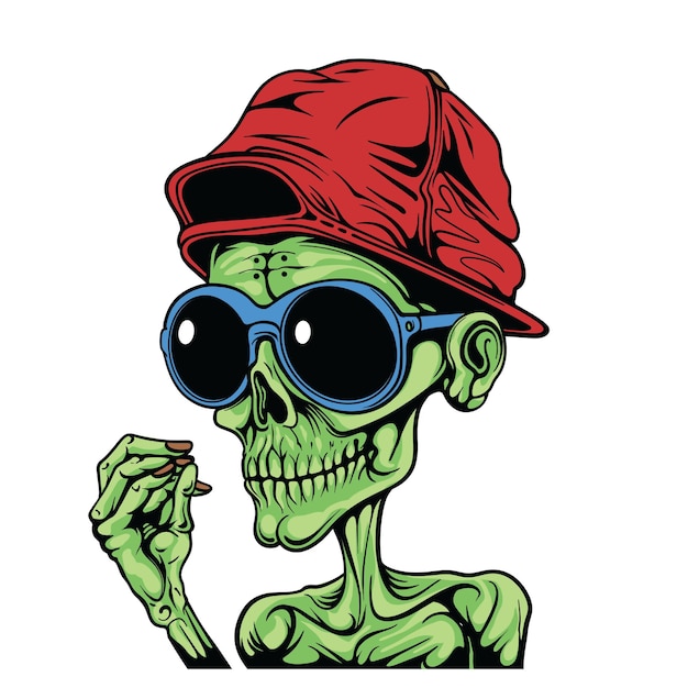Ilustración de calavera con gafas