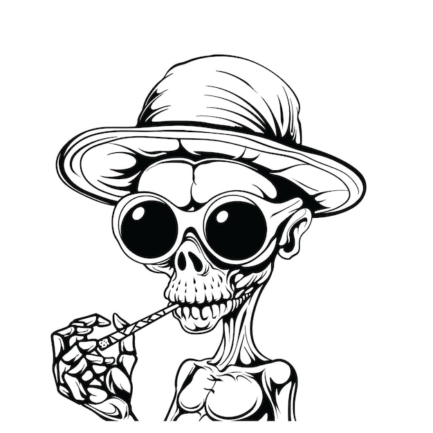 Vector ilustración de calavera con gafas