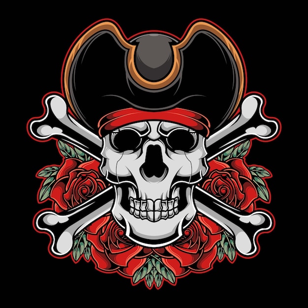 Ilustración de calavera pirata