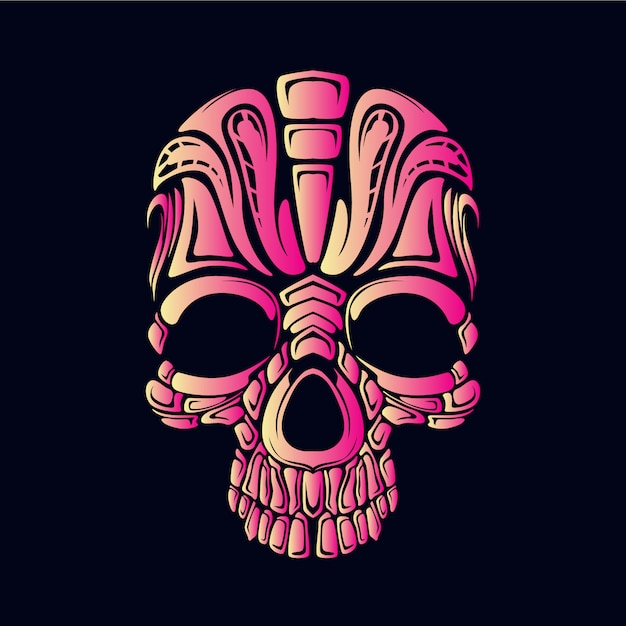 Ilustración de calavera rosa